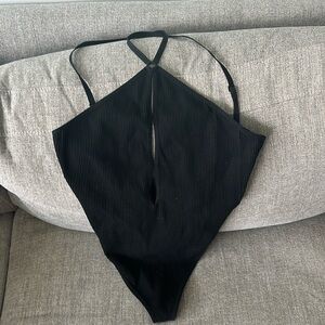 Black Garage Bodysuit with cutouts and open back!